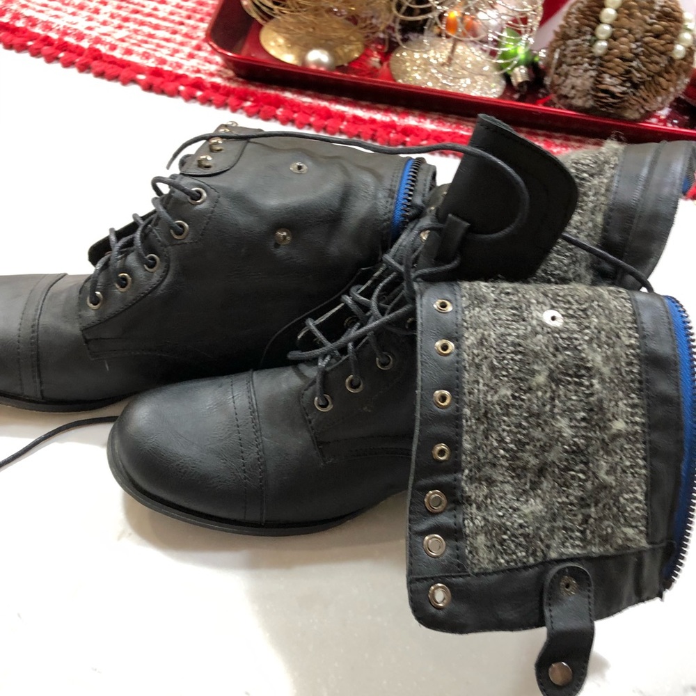 Black “Sweater” Combat Boots